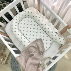 Protecție somn - Baby nest co-sleeping Inimioare bej